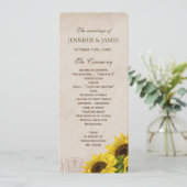 Rustige Herfst Sunflower Wedding Programme Programma (Staand voorkant)