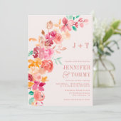 Rustige herfst terracotta florale fotobruiloft kaart (Staand voorkant)