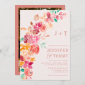 Rustige herfst terracotta florale fotobruiloft kaart (Voorkant / Achterkant)