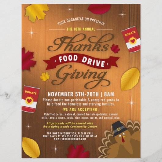 Rustige Herfst Thanksgiving Voedingsdrive Fundrais Flyer (Voorkant)