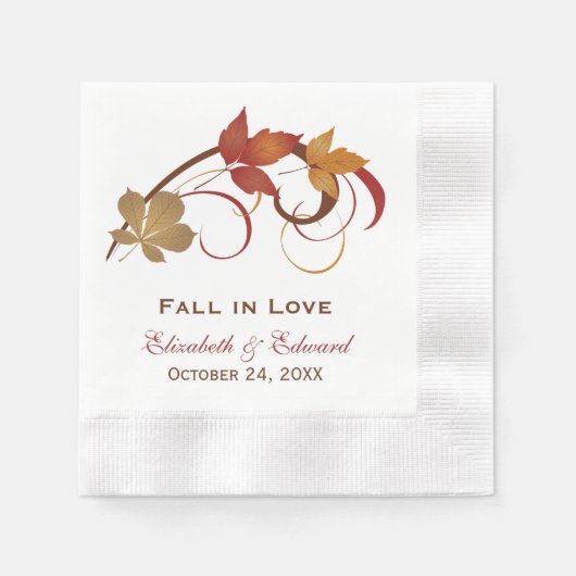 Rustige Herfst Verliefd Herfst Bruiloft Monogram Servet (Voorkant)