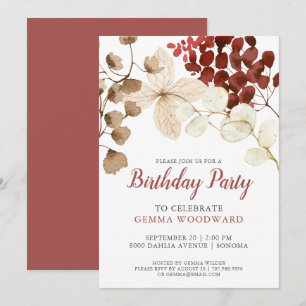 Rustige Herfst Waterverf Floral Baby shower Invita Kaart