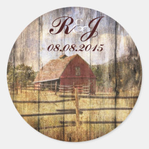 rustige herfst - western land - bruiloft met rode ronde sticker