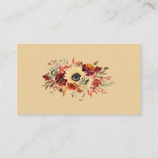 Rustige Herfst Zonnebloem Bompoetsbruiloft Informatiekaartje (Achterkant)