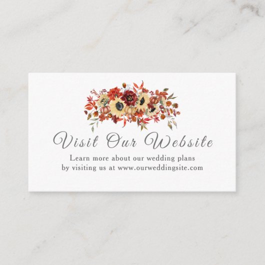Rustige Herfst Zonnebloem Bompoetsbruiloft Informatiekaartje (Voorkant)