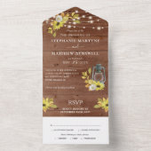 Rustige Herfst Zonnebloem Lights Hout Weddenschap All In One Uitnodiging (Binnen)