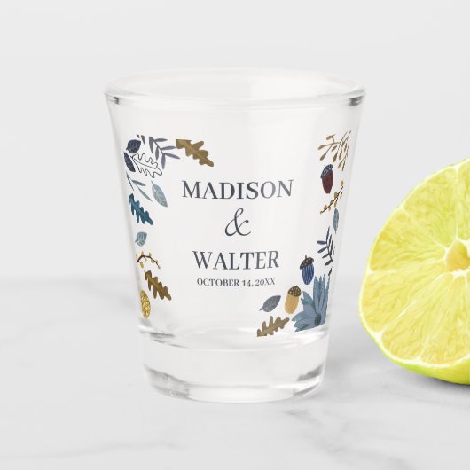 Rustige herfstbladeren herfst herfstbruiloft shot glas (Voorkant)