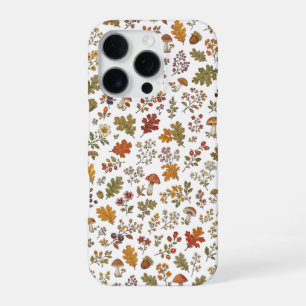 Rustige Herfstbladeren Paddenstoelen Bos Patroon iPhone 16 Pro Hoesje