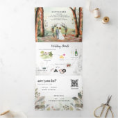 Rustige herfstbos | Boho bruiloft Drieluik Uitnodiging (Binnen)