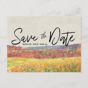 Rustige herfsttrouw Save the Date-ansichtkaart Aankondigingskaart