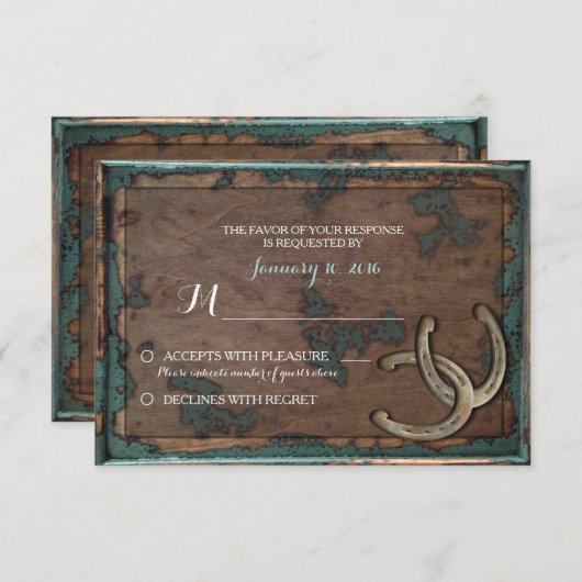 Rustige Hoefijzer bruiloft RSVP-kaart RSVP Kaartje (Voorkant / Achterkant)