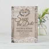 Rustige Hoefijzer Burlap Wedding Save the Date (Staand voorkant)