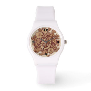 rustige hoefijzer cowgirl western land floral horloge
