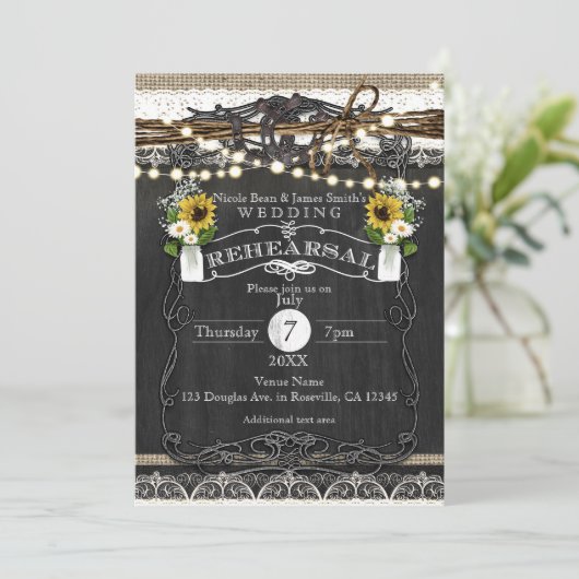 Rustige Hoefijzers & bloemen - Landelijke REHEARSA Kaart (Staand voorkant)