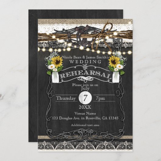 Rustige Hoefijzers & bloemen - Landelijke REHEARSA Kaart (Voorkant / Achterkant)