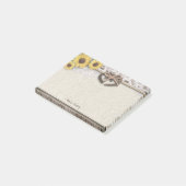 Rustige Hoefijzers Burlap Lace Sunflower Wedding Post-it® Notes (Schuin)