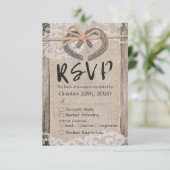 Rustige Hoefijzers Burlap Lace Wedding RSVP Antwoo (Staand voorkant)