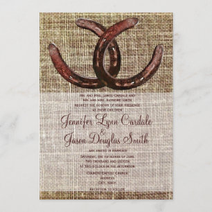 Rustige Hoefijzers Burlap Print Wedding-uitnodigin Kaart