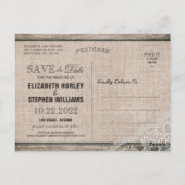 Rustige Hoefijzers Burlap Wedding Bedankt Briefkaart (Achterkant)