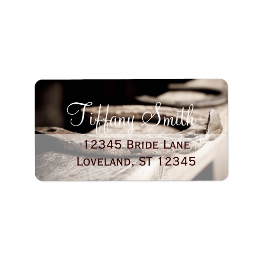 Rustige Hoefijzers Cowboy Wedding Label (Voorkant)