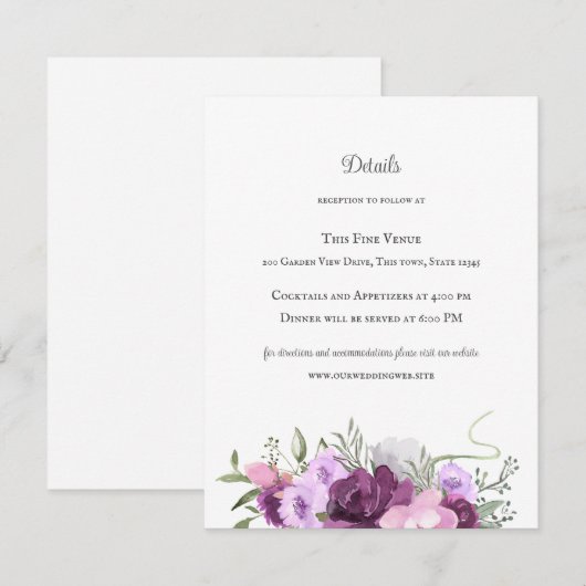 Rustige Hoefijzers en bloemen Paars Kaart (Voorkant / Achterkant)