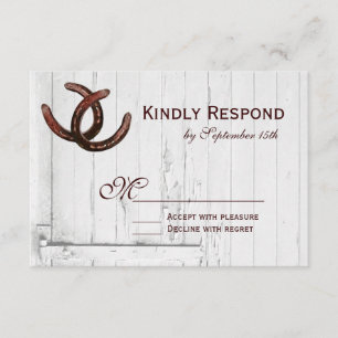 Rustige Hoefijzers Landbruiloft RSVP-kaarten RSVP Kaartje