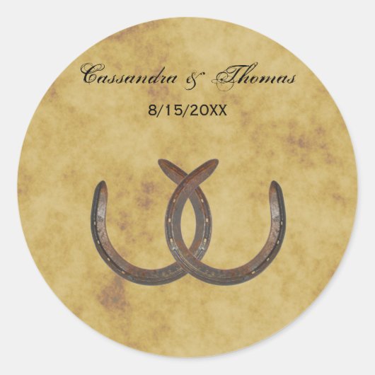 Rustige Hoefijzers Onderdruk BG-envelopzegels Ronde Sticker (Voorkant)