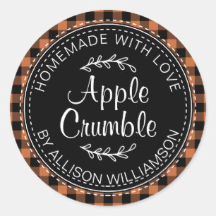 Rustige Homemade Apple Crumble Burnt Oranje Check Ronde Sticker