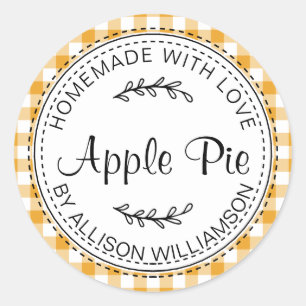 Rustige Homemade Apple Pie Mellow Yellow Check Ronde Sticker