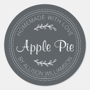 Rustige Homemade gebak artikelen Apple Pie Black W Ronde Sticker