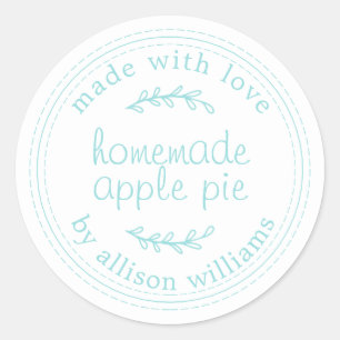 Rustige Homemade gebak artikelen Apple Pie Blue Wh Ronde Sticker