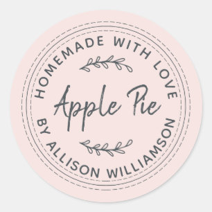Rustige Homemade gebak artikelen Apple Pie Pastel Ronde Sticker