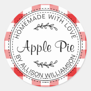 Rustige Homemade gebak artikelen Apple Pie Red Che Ronde Sticker