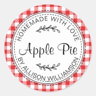 Rustige Homemade gebak artikelen Apple Pie Red Che Ronde Sticker