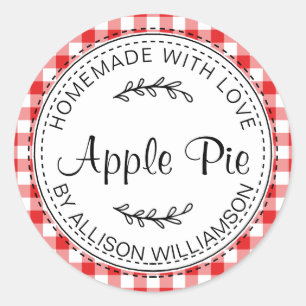 Rustige Homemade gebak artikelen Apple Pie Red Che Ronde Sticker