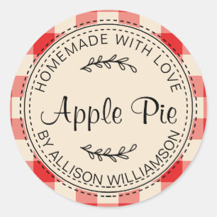 Rustige Homemade gebak artikelen Apple Pie Red Che Ronde Sticker