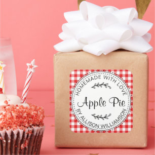 Rustige Homemade gebak artikelen Apple Pie Red Che Vierkante Sticker