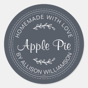 Rustige Homemade gebak Goederen appel donkerblauw Ronde Sticker