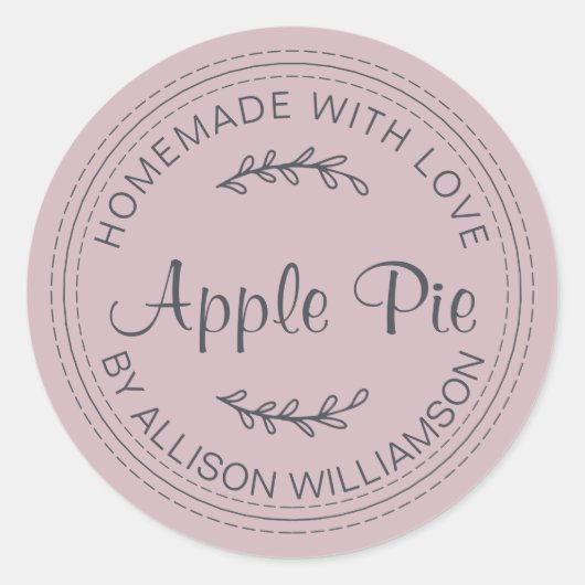 Rustige Homemade gebak Goederen Apple Pastel Paars Ronde Sticker (Voorkant)