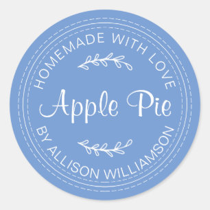 Rustige Homemade gebak Goederen Apple Pie Blue Ronde Sticker