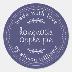 Rustige Homemade gebak Goederen Apple Pie Blue Ronde Sticker