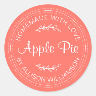 Rustige Homemade gebak Goederen Apple Pie Coral Ronde Sticker