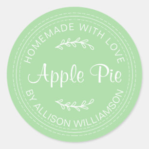 Rustige Homemade gebak Goederen Apple Pie Green Ronde Sticker