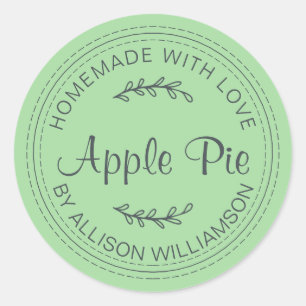 Rustige Homemade gebak Goederen Apple Pie Green Ronde Sticker