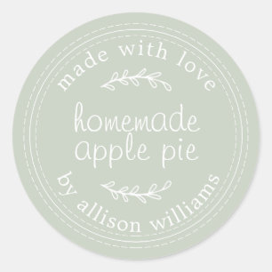 Rustige Homemade gebak Goederen Apple Pie Green Ronde Sticker
