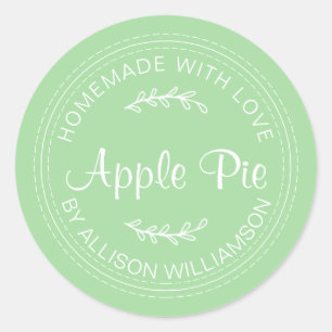 Rustige Homemade gebak Goederen Apple Pie Green Ronde Sticker