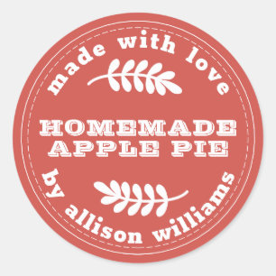 Rustige Homemade gebak Goederen Apple Pie Red Ronde Sticker