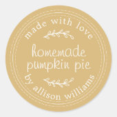 Rustige Homemade gebak Goederen pompoen geel Ronde Sticker (Voorkant)