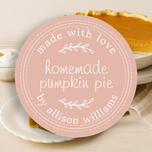 Rustige Homemade gebak Goederen pompoen puin roze Ronde Sticker