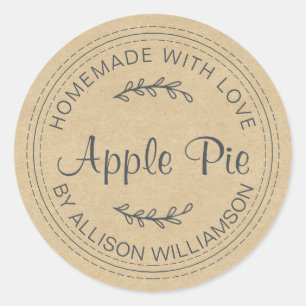 Rustige Homemade gebak Goods Apple Pie Kraft Paper Ronde Sticker